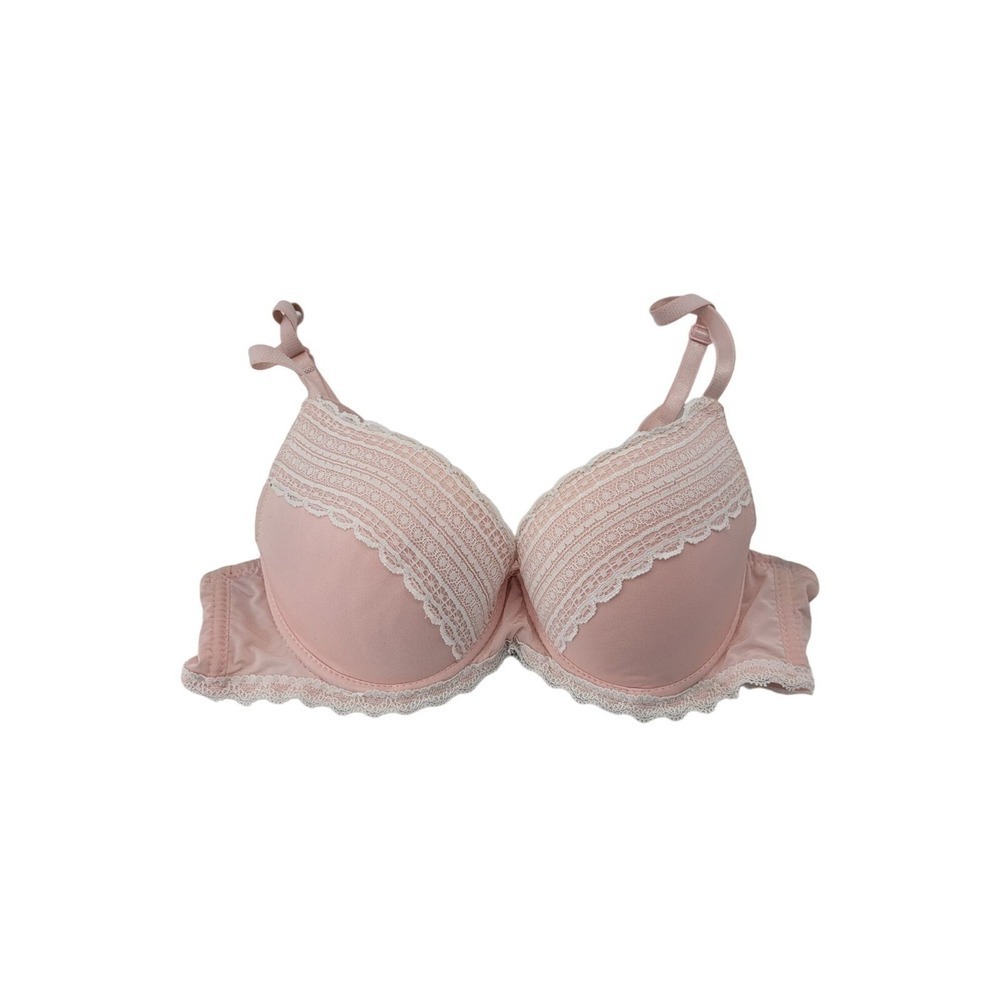 Laura Ashley Bra 34B Womens Light Pink Padded Underwired Sheer Sides Lace